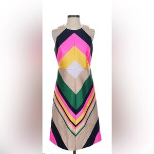 J Crew Multicolor Chevron Pattern cocktail Dress size 2